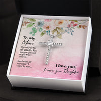Load image into Gallery viewer, Mom CZ Cross Necklace w/ Message Gift Card
