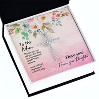 Load image into Gallery viewer, Mom CZ Cross Necklace w/ Message Gift Card
