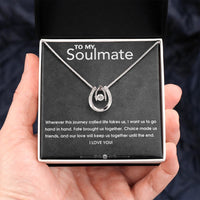 Load image into Gallery viewer, Lucky in Love Soulmate Necklace w/ Message Card
