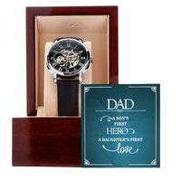 Load image into Gallery viewer, Men&#39;s Openwork Watch w/ Dad Message Card
