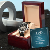 Load image into Gallery viewer, Men&#39;s Openwork Watch w/ Dad Message Card
