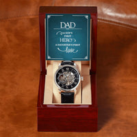 Load image into Gallery viewer, Men&#39;s Openwork Watch w/ Dad Message Card
