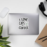 Load image into Gallery viewer, I love cats and coffee bubble-free stickers
