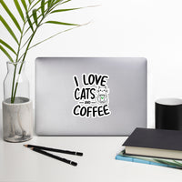 Load image into Gallery viewer, I love cats and coffee bubble-free stickers
