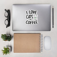 Load image into Gallery viewer, I love cats and coffee bubble-free stickers
